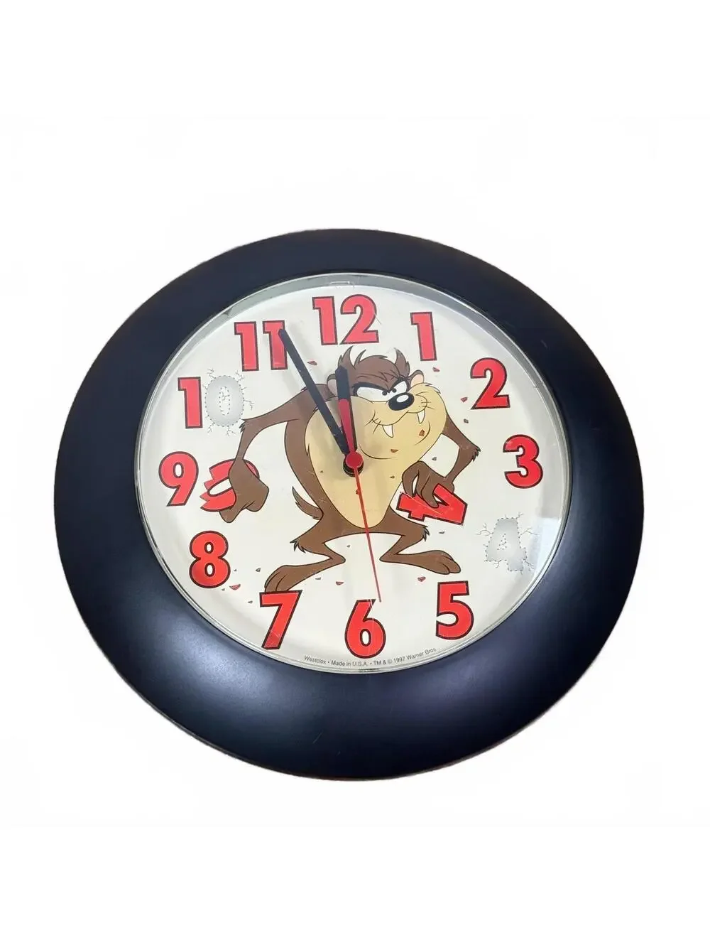 Vintage 1997 Looney Tunes Taz Wall Clock Westclox Warner Bros 11.5” USA